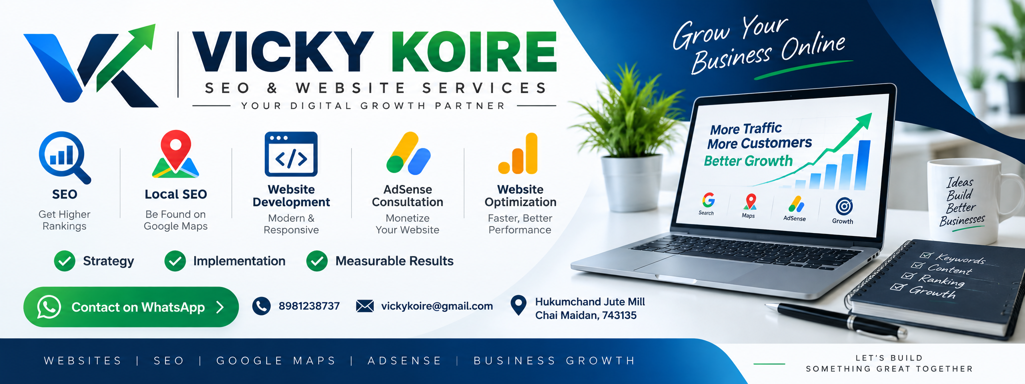 Vicky Web Services — SEO, Local SEO, Website Development and AdSense Consultation services
